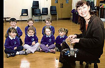 Cat performing in an infant school